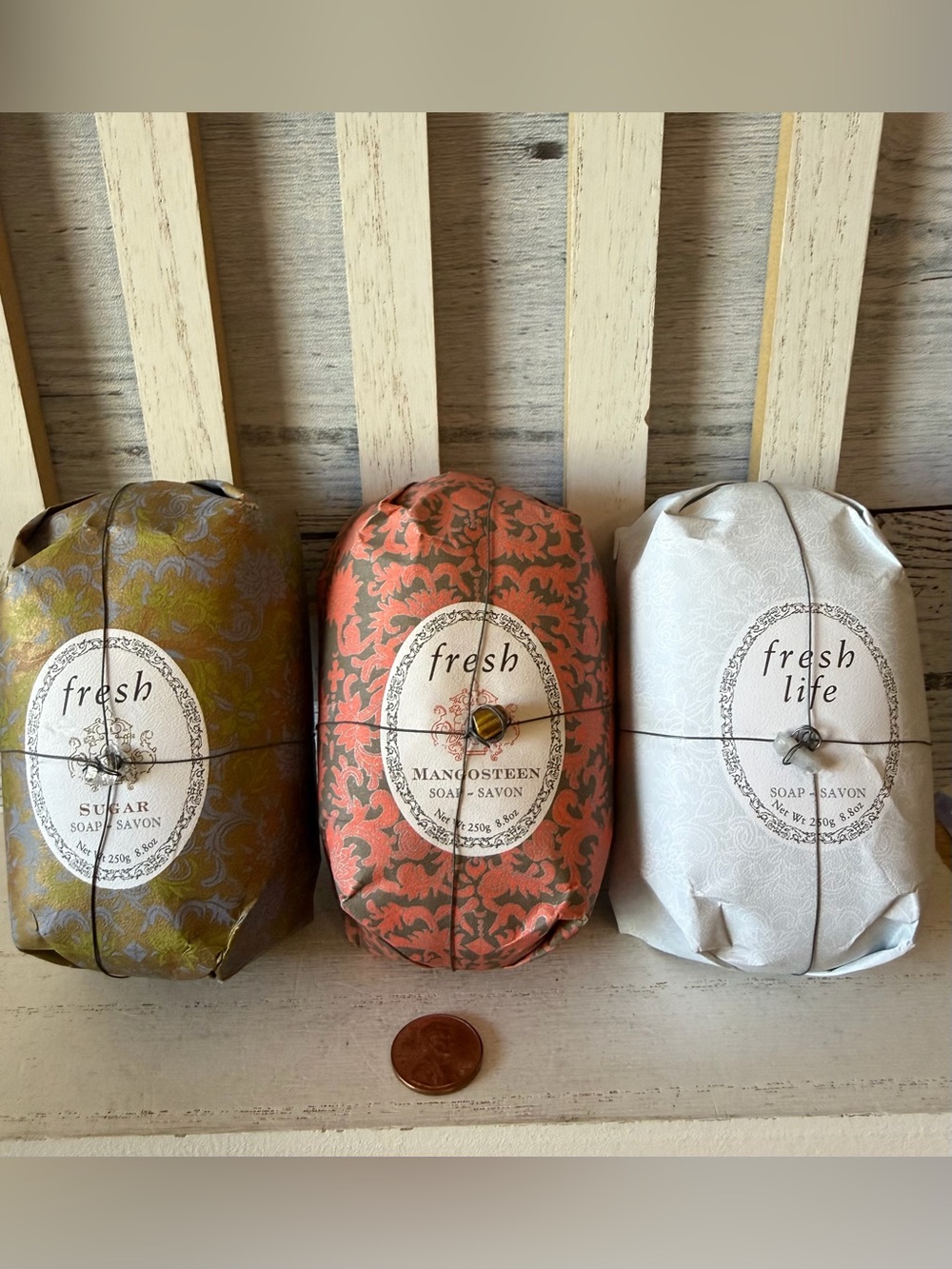 FRESH Soap 250 g / 8.8 oz New LOT x3 - Life, Mangosteen, Sugar - W/ Shea Butter